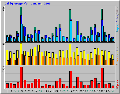 Daily usage for January 2009