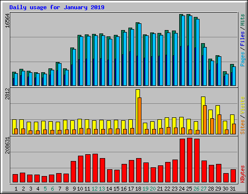 Daily usage for January 2019