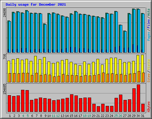 Daily usage for December 2021